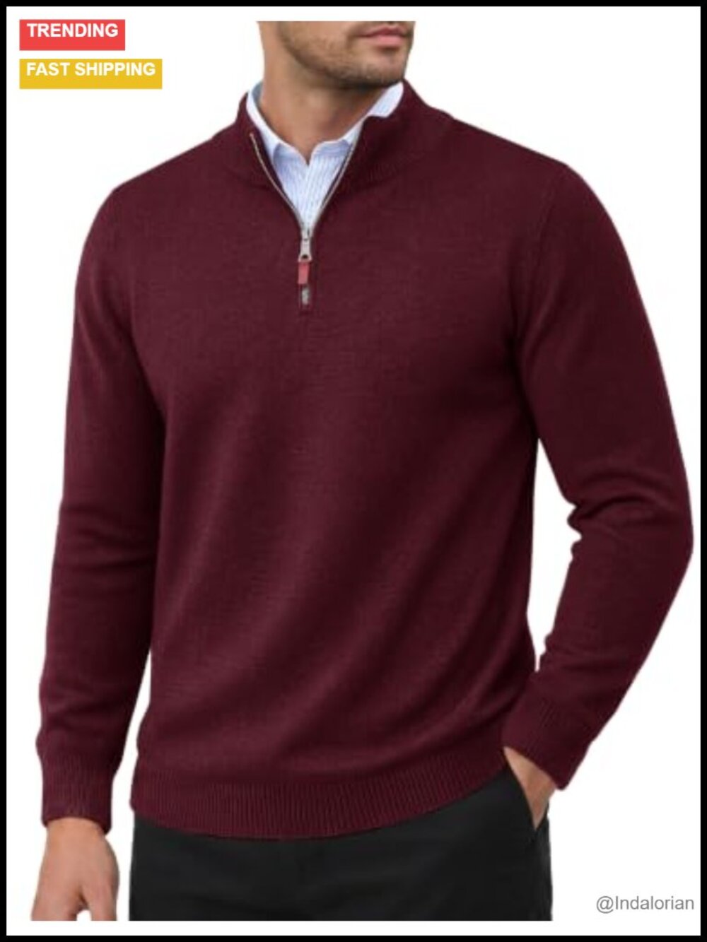 Men's 1/4 Zip Cotton Blend Pullover Sweater